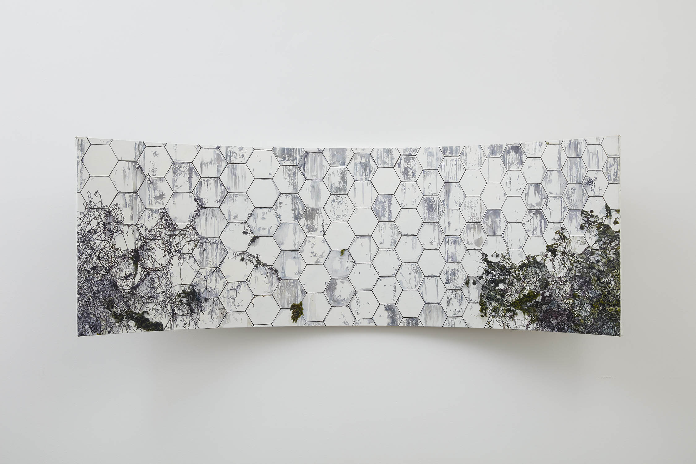 Chiki, </i>View I (childhood)</i>, 2025. Oil and egg tempera on linen, 23 5/8 x 68 7/8 in (60 x 175 cm)